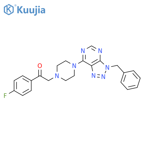 1-(4-{3-benzyl-3H-[1,2,3]triazolo[4,5-d]pyrimidin-7-yl}piperazin-1-yl)-2-(4-fluorophenyl)ethan-1-one structure
