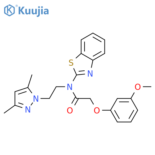 N-(1,3-benzothiazol-2-yl)-N-2-(3,5-dimethyl-1H-pyrazol-1-yl)ethyl-2-(3-methoxyphenoxy)acetamide structure