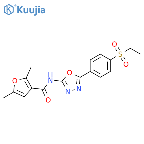 N-{5-[4-(ethanesulfonyl)phenyl]-1,3,4-oxadiazol-2-yl}-2,5-dimethylfuran-3-carboxamide structure