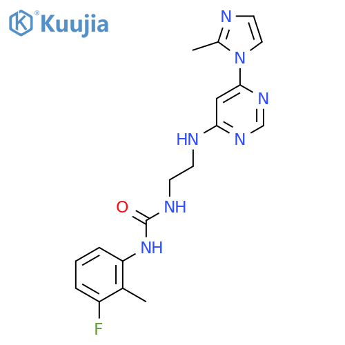 1-(3-fluoro-2-methylphenyl)-3-(2-{6-(2-methyl-1H-imidazol-1-yl)pyrimidin-4-ylamino}ethyl)urea structure