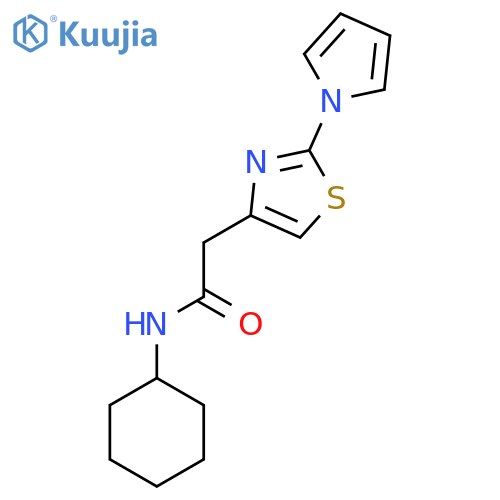 N-cyclohexyl-2-2-(1H-pyrrol-1-yl)-1,3-thiazol-4-ylacetamide structure