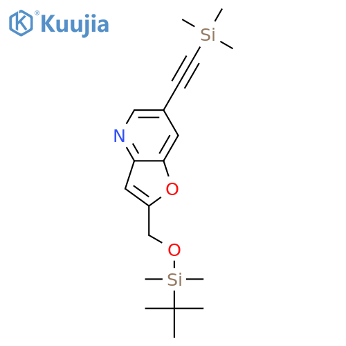 2-((tert-Butyldimethylsilyloxy)methyl)-6-((trimethylsilyl)ethynyl)furo3,2-bpyridine structure