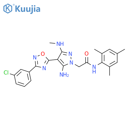 2-{5-amino-4-[3-(3-chlorophenyl)-1,2,4-oxadiazol-5-yl]-3-(methylamino)-1H-pyrazol-1-yl}-N-(2,4,6-trimethylphenyl)acetamide structure