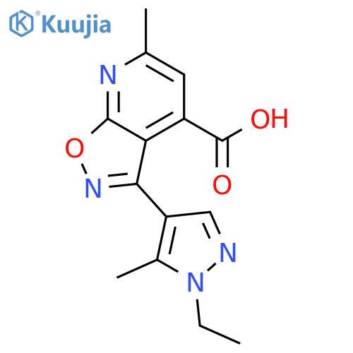 3-(1-ethyl-5-methyl-1H-pyrazol-4-yl)-6-methyl-1,2oxazolo5,4-bpyridine-4-carboxylic acid structure