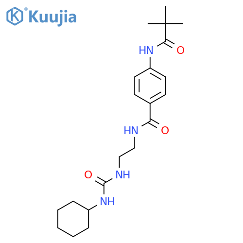 N-{2-(cyclohexylcarbamoyl)aminoethyl}-4-(2,2-dimethylpropanamido)benzamide structure