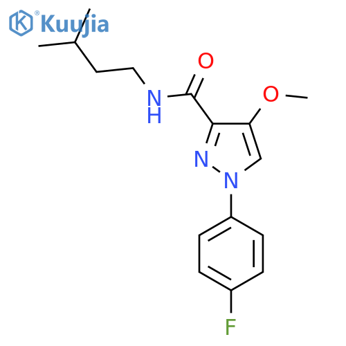 1-(4-fluorophenyl)-4-methoxy-N-(3-methylbutyl)-1H-pyrazole-3-carboxamide structure