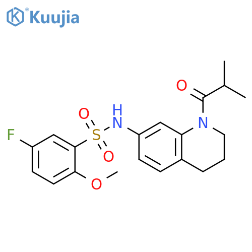 5-fluoro-2-methoxy-N-[1-(2-methylpropanoyl)-1,2,3,4-tetrahydroquinolin-7-yl]benzene-1-sulfonamide structure