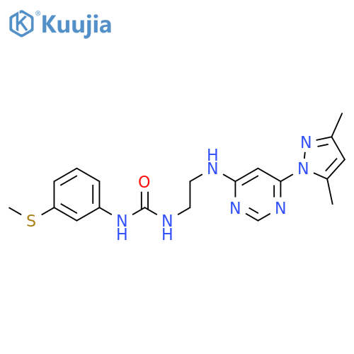 3-(2-{[6-(3,5-dimethyl-1H-pyrazol-1-yl)pyrimidin-4-yl]amino}ethyl)-1-[3-(methylsulfanyl)phenyl]urea structure