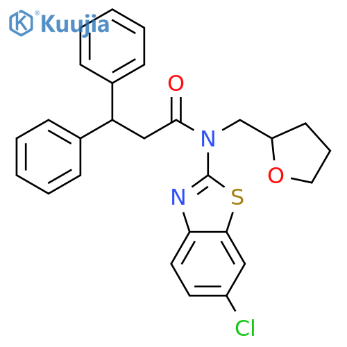 N-(6-chloro-1,3-benzothiazol-2-yl)-N-[(oxolan-2-yl)methyl]-3,3-diphenylpropanamide structure