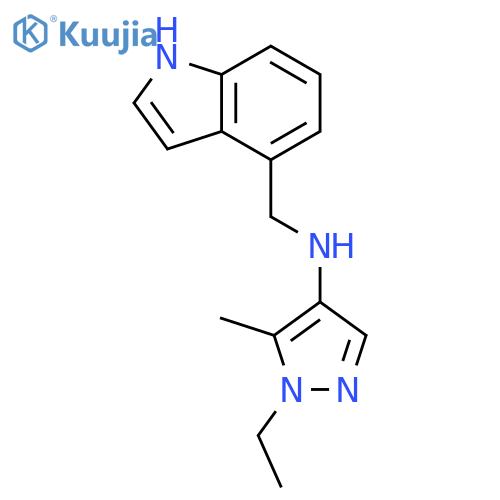 1-ethyl-N-(1H-indol-4-yl)methyl-5-methyl-1H-pyrazol-4-amine structure