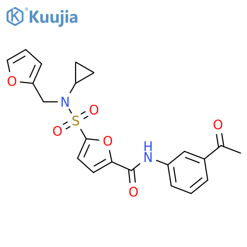 N-(3-acetylphenyl)-5-{cyclopropyl[(furan-2-yl)methyl]sulfamoyl}furan-2-carboxamide structure