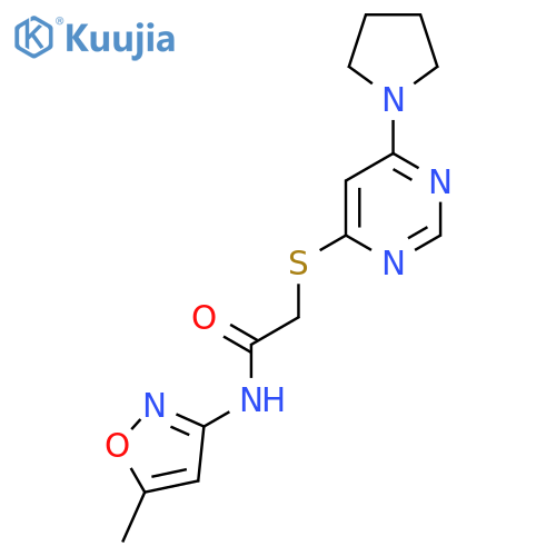 N-(5-methyl-1,2-oxazol-3-yl)-2-{[6-(pyrrolidin-1-yl)pyrimidin-4-yl]sulfanyl}acetamide structure