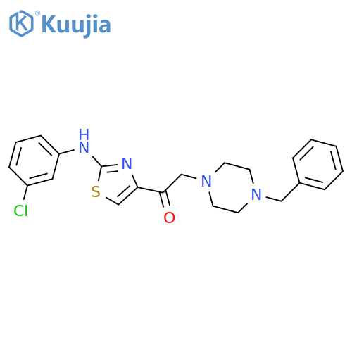 1-(4-benzylpiperazin-1-yl)-2-{2-(3-chlorophenyl)amino-1,3-thiazol-4-yl}ethan-1-one structure