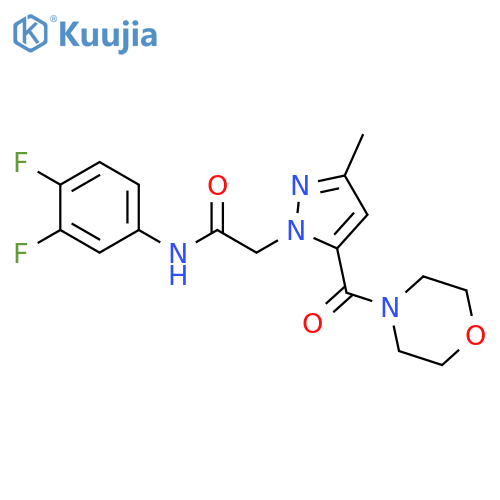 N-(3,4-difluorophenyl)-2-3-methyl-5-(morpholine-4-carbonyl)-1H-pyrazol-1-ylacetamide structure