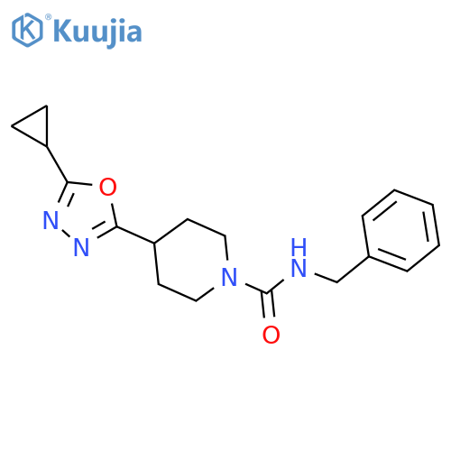 N-benzyl-4-(5-cyclopropyl-1,3,4-oxadiazol-2-yl)piperidine-1-carboxamide structure