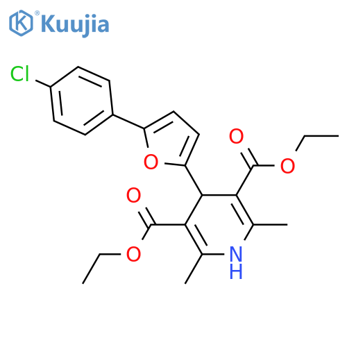 3,5-diethyl 4-5-(4-chlorophenyl)furan-2-yl-2,6-dimethyl-1,4-dihydropyridine-3,5-dicarboxylate structure