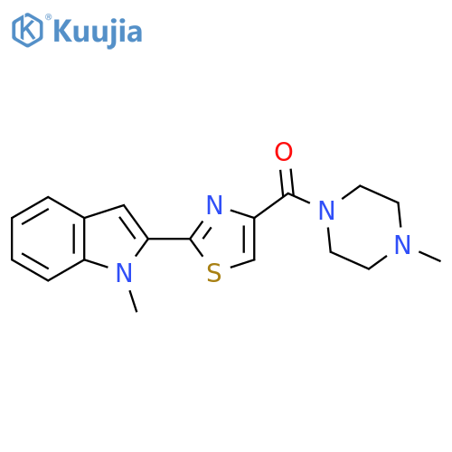 1-methyl-2-4-(4-methylpiperazine-1-carbonyl)-1,3-thiazol-2-yl-1H-indole structure