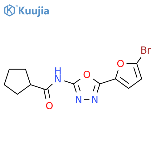 N-5-(5-bromofuran-2-yl)-1,3,4-oxadiazol-2-ylcyclopentanecarboxamide structure