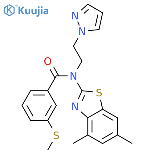 N-(4,6-dimethyl-1,3-benzothiazol-2-yl)-3-(methylsulfanyl)-N-[2-(1H-pyrazol-1-yl)ethyl]benzamide structure