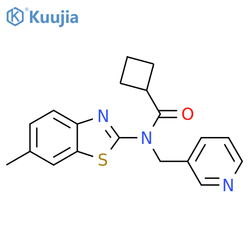 N-(6-methyl-1,3-benzothiazol-2-yl)-N-[(pyridin-3-yl)methyl]cyclobutanecarboxamide structure