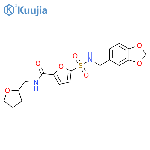 5-{[(2H-1,3-benzodioxol-5-yl)methyl]sulfamoyl}-N-[(oxolan-2-yl)methyl]furan-2-carboxamide structure
