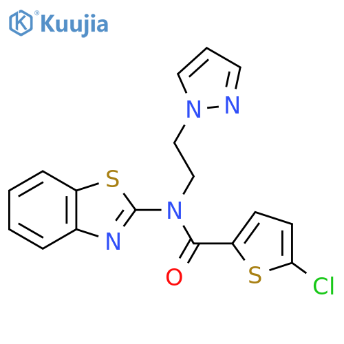 N-(1,3-benzothiazol-2-yl)-5-chloro-N-2-(1H-pyrazol-1-yl)ethylthiophene-2-carboxamide structure