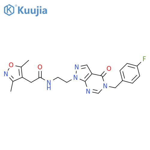 2-(3,5-dimethyl-1,2-oxazol-4-yl)-N-(2-{5-(4-fluorophenyl)methyl-4-oxo-1H,4H,5H-pyrazolo3,4-dpyrimidin-1-yl}ethyl)acetamide structure