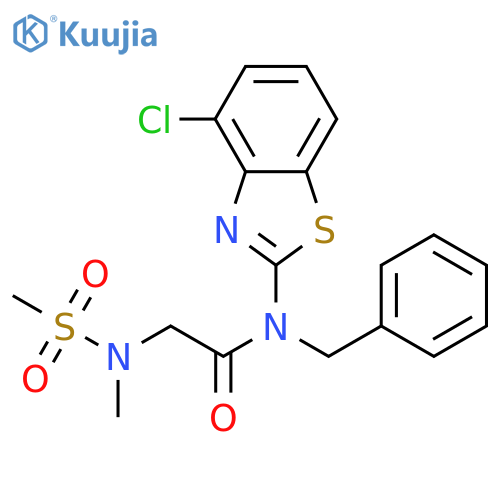 N-benzyl-N-(4-chloro-1,3-benzothiazol-2-yl)-2-(N-methylmethanesulfonamido)acetamide structure