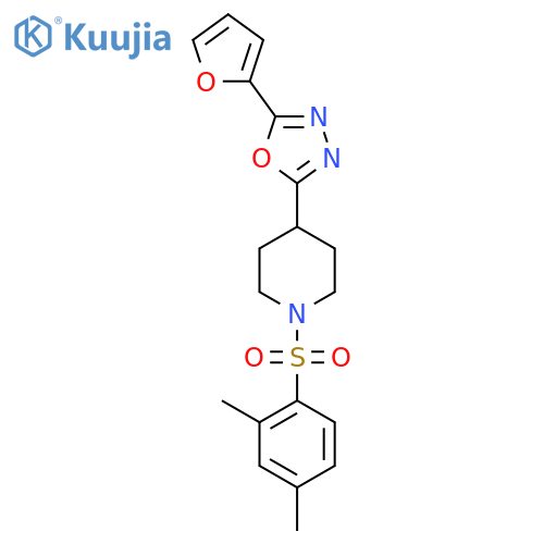 1-(2,4-dimethylbenzenesulfonyl)-4-5-(furan-2-yl)-1,3,4-oxadiazol-2-ylpiperidine structure