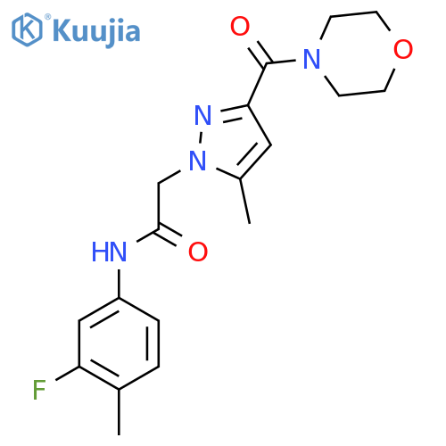 N-(3-fluoro-4-methylphenyl)-2-5-methyl-3-(morpholine-4-carbonyl)-1H-pyrazol-1-ylacetamide structure