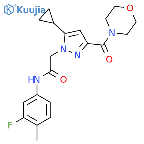 2-5-cyclopropyl-3-(morpholine-4-carbonyl)-1H-pyrazol-1-yl-N-(3-fluoro-4-methylphenyl)acetamide structure