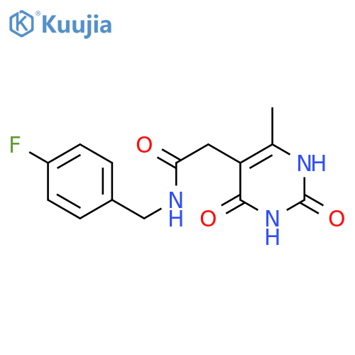 N-(4-fluorophenyl)methyl-2-(6-methyl-2,4-dioxo-1,2,3,4-tetrahydropyrimidin-5-yl)acetamide structure