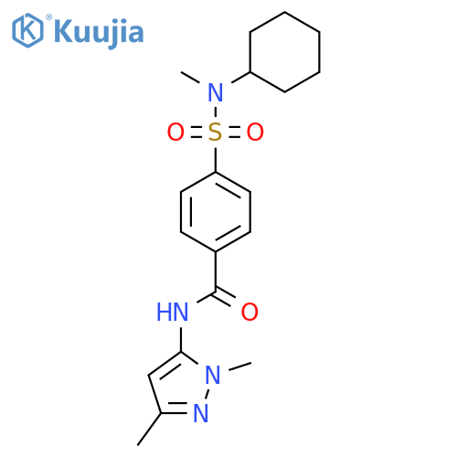 4-cyclohexyl(methyl)sulfamoyl-N-(1,3-dimethyl-1H-pyrazol-5-yl)benzamide structure