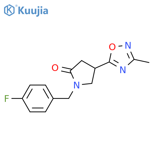 1-(4-fluorophenyl)methyl-4-(3-methyl-1,2,4-oxadiazol-5-yl)pyrrolidin-2-one structure