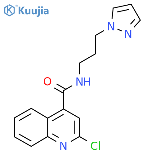 2-chloro-N-[3-(1H-pyrazol-1-yl)propyl]quinoline-4-carboxamide structure