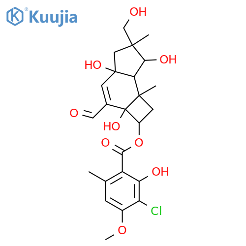 Benzoic acid,3-chloro-6-hydroxy-4-methoxy-2-methyl-,(2R,2aS,4aR,6R,7R,7aS,7bR)-3-formyl-2,2a,4a,5,6,7,7a,7b-octahydro-2a,4a,7-trihydroxy-6-(hydroxymethyl)-6,7b-dimethyl-1H-cyclobut[e]inden-2-ylester structure
