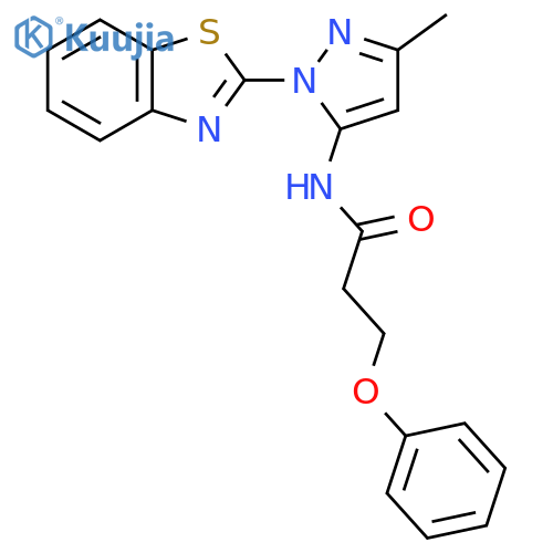 N-1-(1,3-benzothiazol-2-yl)-3-methyl-1H-pyrazol-5-yl-3-phenoxypropanamide structure