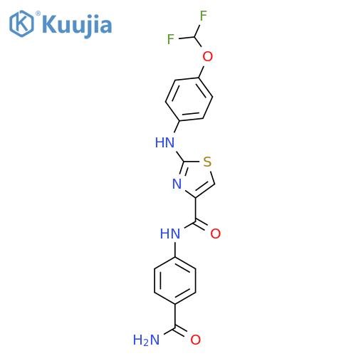 N-(4-carbamoylphenyl)-2-{4-(difluoromethoxy)phenylamino}-1,3-thiazole-4-carboxamide structure