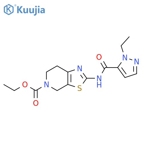 ethyl 2-(1-ethyl-1H-pyrazole-5-amido)-4H,5H,6H,7H-1,3thiazolo5,4-cpyridine-5-carboxylate structure
