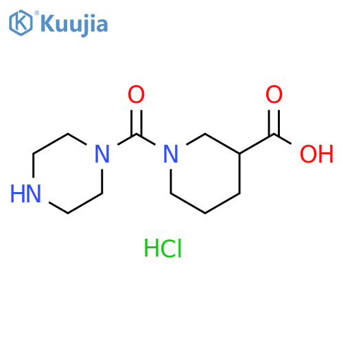 1-(piperazine-1-carbonyl)piperidine-3-carboxylic acid;hydrochloride structure