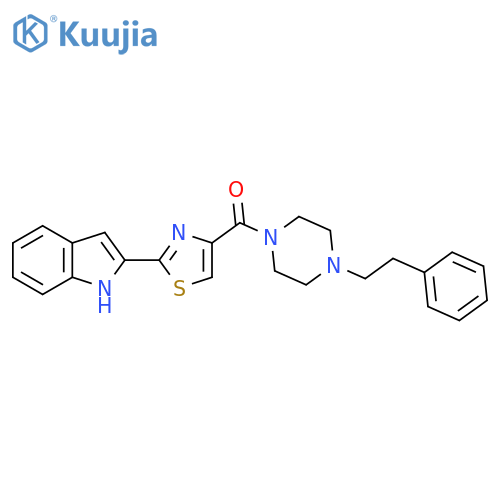 2-{4-4-(2-phenylethyl)piperazine-1-carbonyl-1,3-thiazol-2-yl}-1H-indole structure