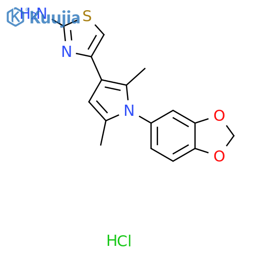 4-1-(2H-1,3-benzodioxol-5-yl)-2,5-dimethyl-1H-pyrrol-3-yl-1,3-thiazol-2-amine hydrochloride structure