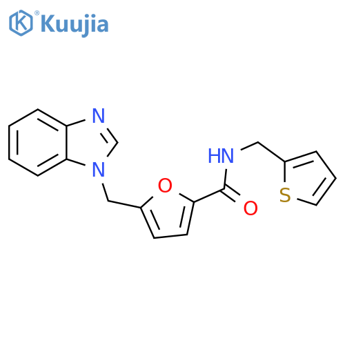 5-[(1H-1,3-benzodiazol-1-yl)methyl]-N-[(thiophen-2-yl)methyl]furan-2-carboxamide structure