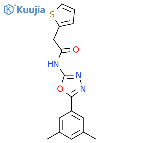 N-5-(3,5-dimethylphenyl)-1,3,4-oxadiazol-2-yl-2-(thiophen-2-yl)acetamide structure
