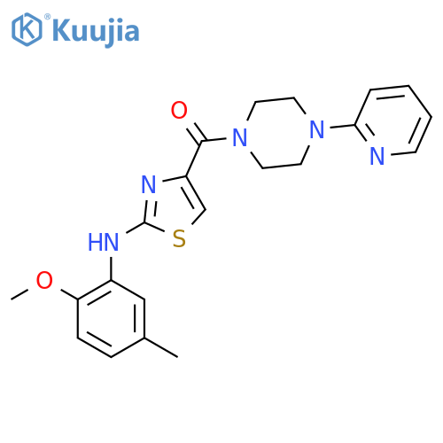 N-(2-methoxy-5-methylphenyl)-4-4-(pyridin-2-yl)piperazine-1-carbonyl-1,3-thiazol-2-amine structure