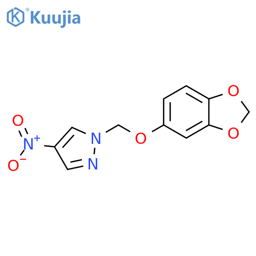 1-(1,3-dioxaindan-5-yloxy)methyl-4-nitro-1H-pyrazole structure