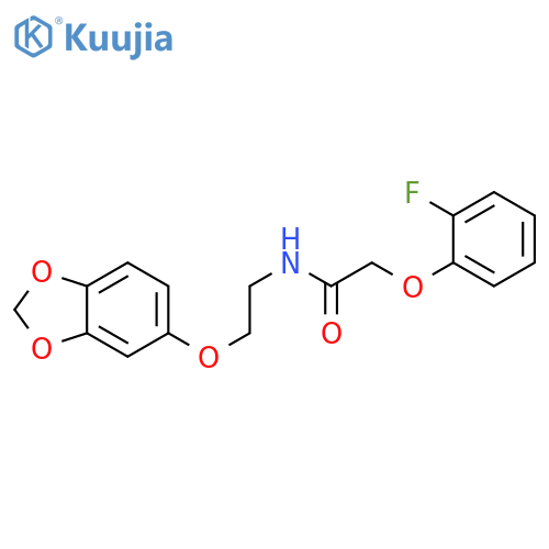 N-2-(2H-1,3-benzodioxol-5-yloxy)ethyl-2-(2-fluorophenoxy)acetamide structure