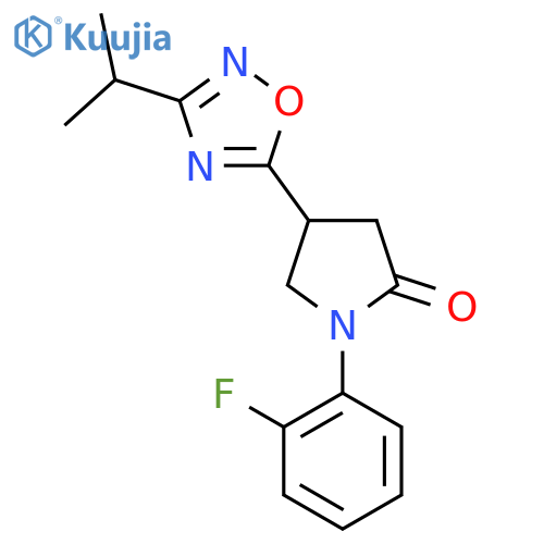 1-(2-fluorophenyl)-4-[3-(propan-2-yl)-1,2,4-oxadiazol-5-yl]pyrrolidin-2-one structure