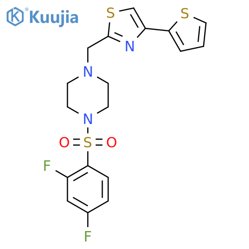1-(2,4-difluorobenzenesulfonyl)-4-{4-(thiophen-2-yl)-1,3-thiazol-2-ylmethyl}piperazine structure