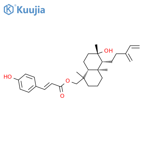 2-Propenoic acid, 3-(4-hydroxyphenyl)-, [(1S,4aS,5R,6R,8aR)-decahydro-6-hydroxy-1,4a,6-trimethyl-5-(3-methy lene-4-pentenyl)-1-naphthalenyl]methyl ester, (2E)- structure
